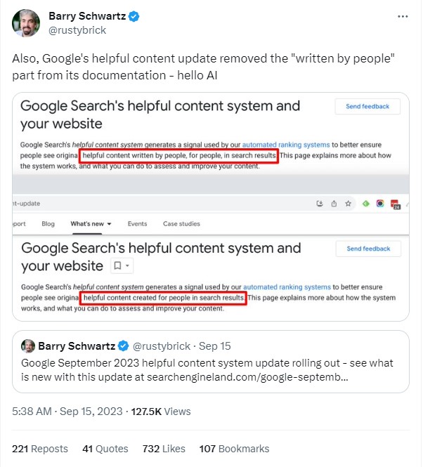 September 2023 Helpful Content Update